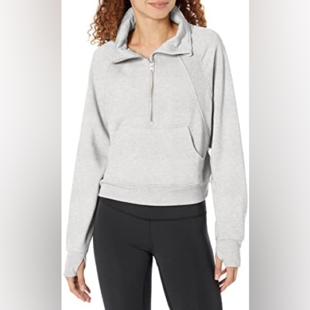 Danskin Light Gray Half-Zip Pullover Hoodie